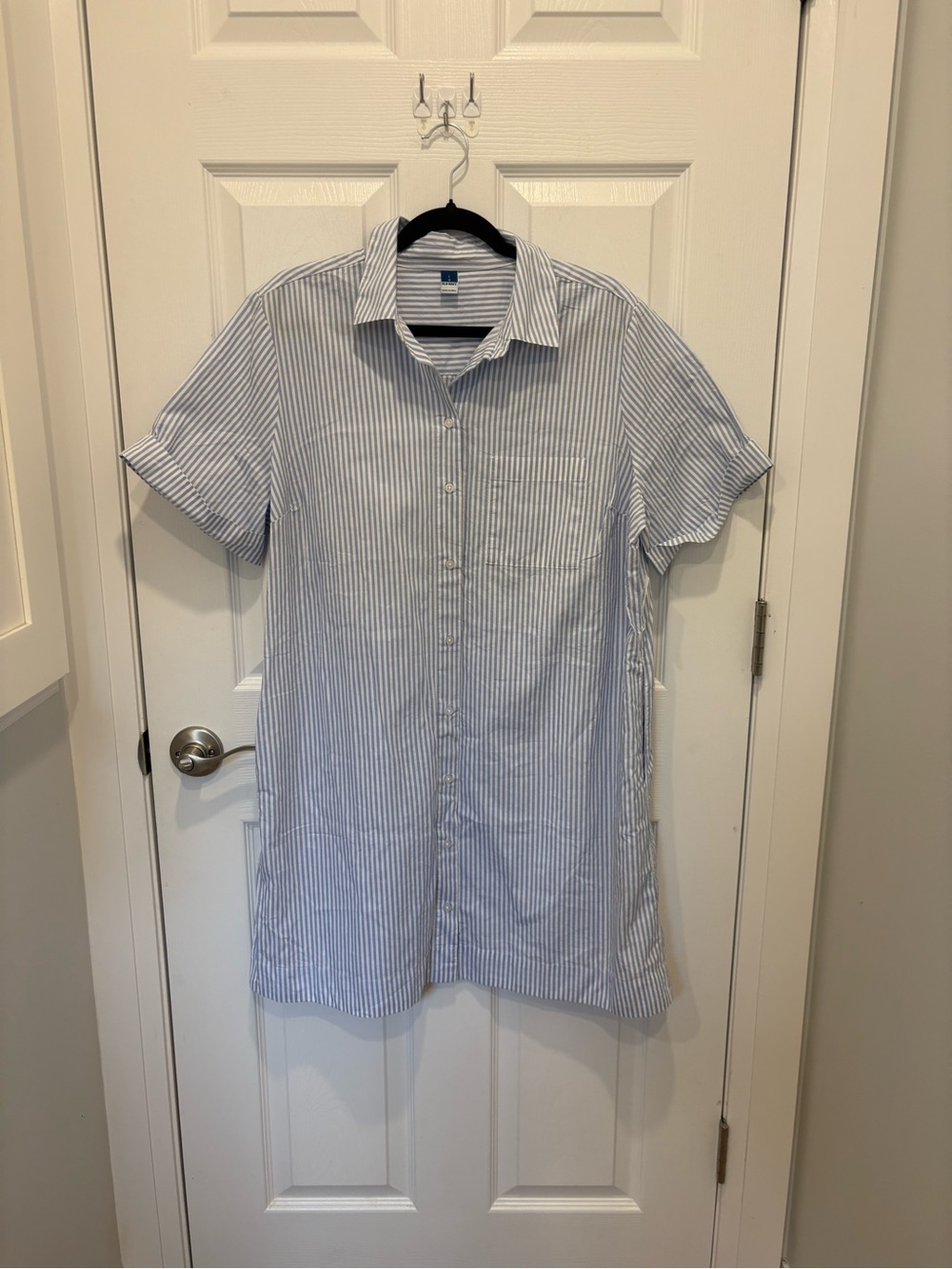 Old Navy blue and White Pinstripe Short-Sleeve Dress #1267